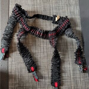 Vintage Black and Red Lace Garter Belt